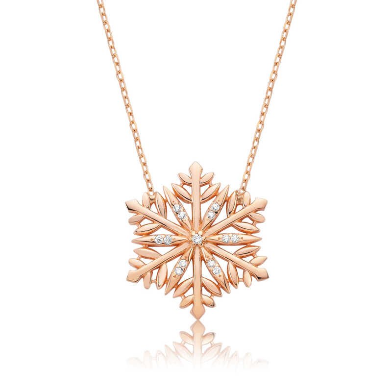 925 Ayar Gümüş Kar Tanesi Kadın Gümüş Kolye