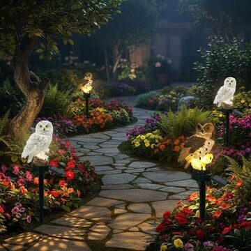 Baykuş Şeklinde Güneş Enerjili Kazıklı Bahçe Aydınlatma S-18