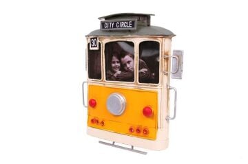 Dekoratif Metal Çerçeve Tramvay Temalı Vintage Hediyelik