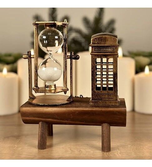 Dekoratif İngiliz Telefon Kulübesi Ve Kum Saati S-23