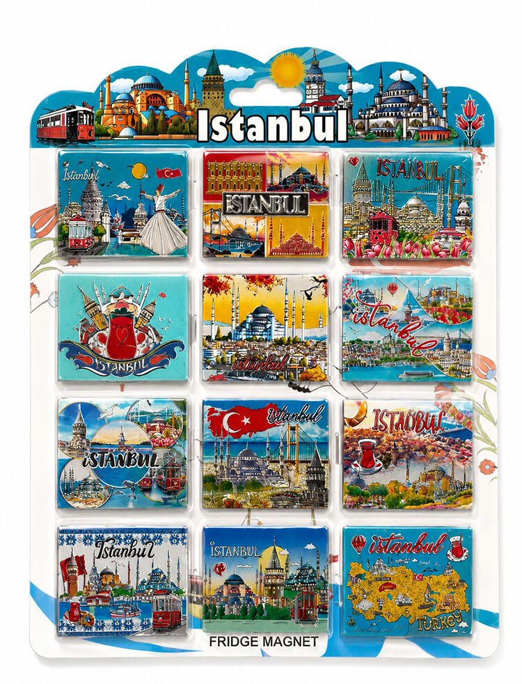 İstanbul Temalı Silikon Buzdolapı Süsü Magnet 12'Li Set
