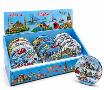 Taşlı İstanbul Temalı İnce El Aynası