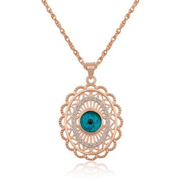 ​925 Ayar Gümüş Rose Oval Nazar Kolye