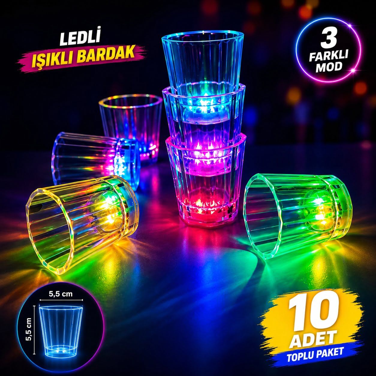 LED Işıklı Parti Bardağı Seti