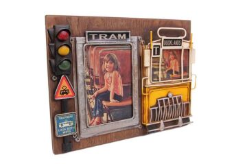 Dekoratif Metal Çerçeve Tramvay Dekorlu Vintage Ev Ofis Hediyelik