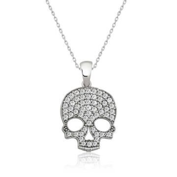 925 Ayar Gümüş Kuru Kafa Kadın Gümüş Kolye