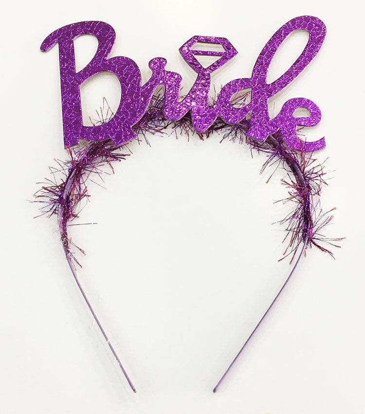 Parti Mor Renk Bekarlığa Veda İtalik Yazı Alyanslı Bride Taç