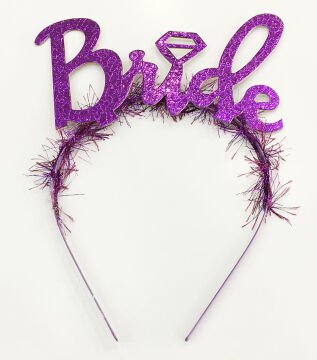 Parti Mor Renk Bekarlığa Veda İtalik Yazı Alyanslı Bride Taç