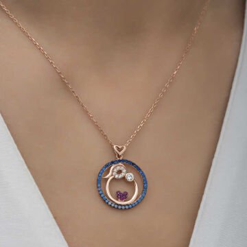 925 Ayar Gümüş Rose Anne Ve Bebek Sevgisi Kolye