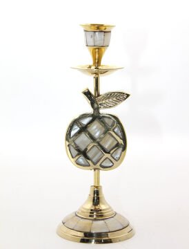 Pirinç Sedefli Tekli Şamdan