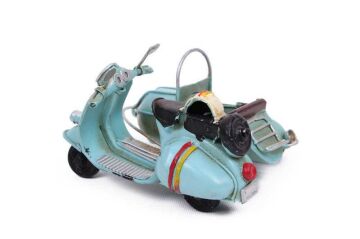 Dekoratif Metal Scooter Sepetli Vintage Biblo Ev Ofis Hediyelik