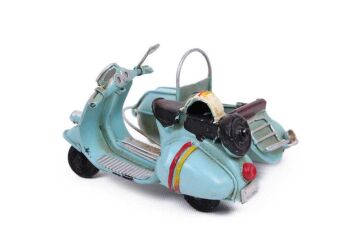 Dekoratif Metal Scooter Sepetli Vintage Biblo Ev Ofis Hediyelik