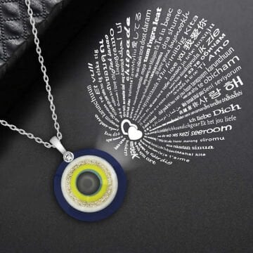 925 Ayar Gümüş 100 Dilde Seni Seviyorum Nazar Kolye