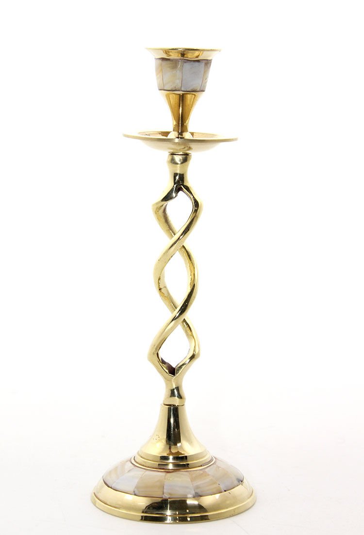 Tekli Pirinç Sedefli Şamdan