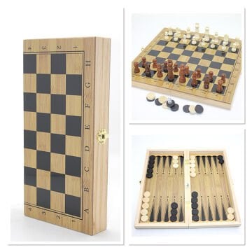 Ahşap Satranç ve Tavla Seti