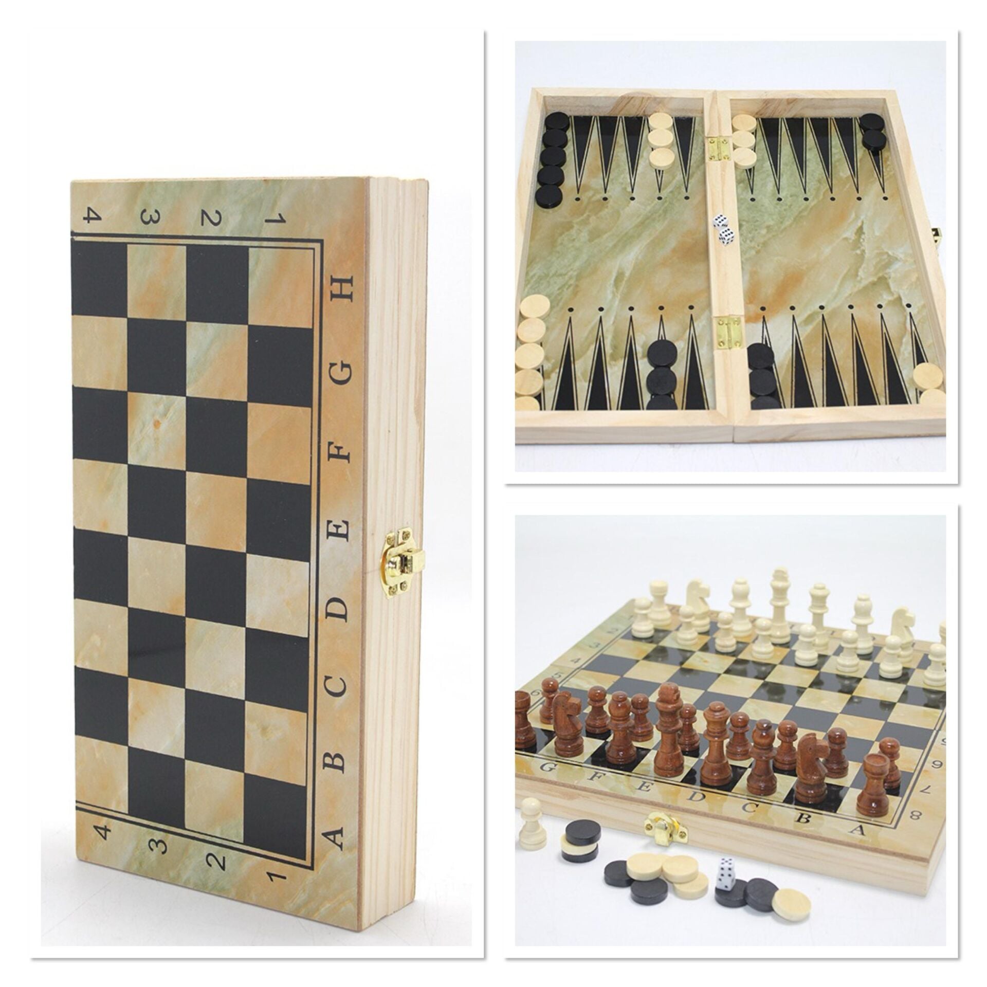 Ahşap Kutulu Satranç ve Tavla Set