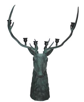 Metal Geyik Büstü Şamdan 136 Cm
