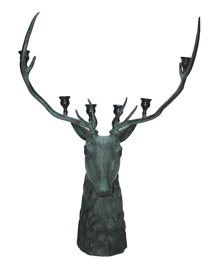 Metal Geyik Büstü Şamdan 136 Cm