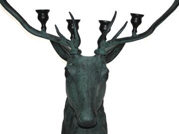 Metal Geyik Büstü Şamdan 136 Cm