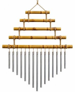 Bambu Metal Çubuklu Rüzgar Çanı