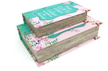 Kutu Kitap Love Story 2'li Set Kitap Kutusu Dekoratif Hediyelik