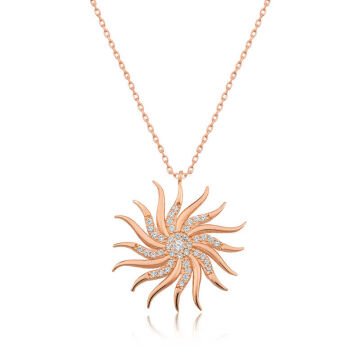 925 Ayar Gümüş Rüzgar Gülü Kadın Gümüş Kolye