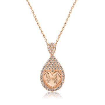 925 Ayar Gümüş Damla Kalp Kadın Gümüş Kolye