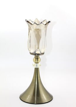 Üstü Cam Şamdan Tekli