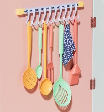 10 Kancalı Raylı Mutfak ve Banyo Düzenleyici Askı 30 cm