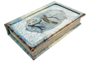 Kutu Kitap Aynalı Dalda Kuş Kitap Kutusu Dekoratif Hediyleik