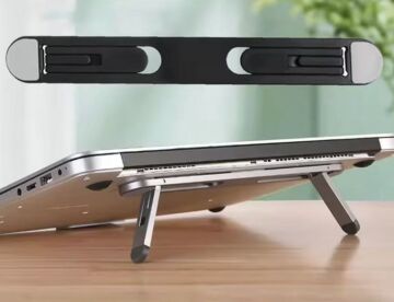 2 Kademeli Katlanabilir ve Yapışkanlı Laptop Standı Siyah