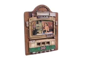 Dekoratif Metal Çerçeve Tramvay Dekorlu Vintage Hediyelik