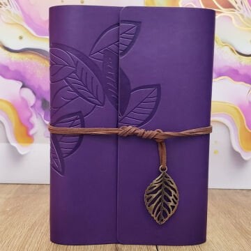 Yaprak Desenli Çizgisiz Deri Defter
