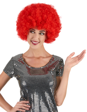 Kırmızı Renk Kıvırcık Afro Bonus Peruk