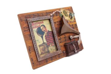 Dekoratif Metal Çerçeve Gramofon Dekorlu Vintage Hediyelik