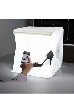 20 x 20 CM Profesyonel Stüdyo Led Işıklı Çift Sıra Ürün Fotoğraf Çekim Çadırı