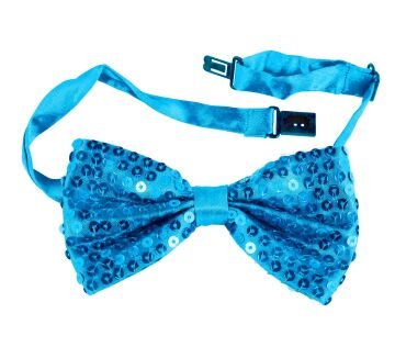 Gece Işıltısı Açık Mavi Turkuaz Payetli Pullu Papyon 7x2 cm