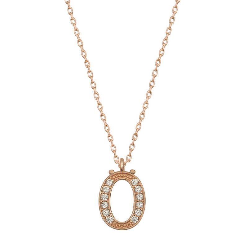 925 Ayar Gümüş Rose Ö Harfi Kadın Gümüş Kolye