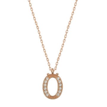 925 Ayar Gümüş Rose Ö Harfi Kadın Gümüş Kolye