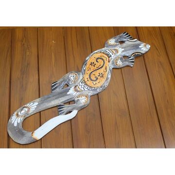 Ahşap Duvara Asmali Kertenkele Figürü