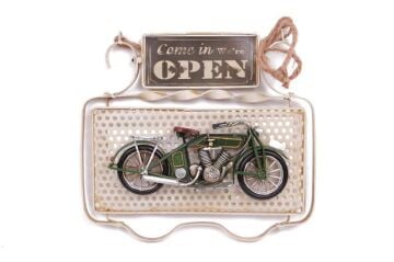 Dekoratif Metal Kapı Yazısı Motosiklet Dekorlu Vintage Hediyelik
