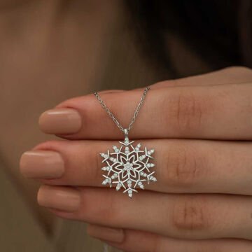 925 Ayar Gümüş Kar Tanesi Kadın Gümüş Kolye