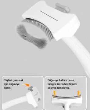 Basmalı Metal Uçlu Evcil Hayvan Tüy Toplama Tarağı