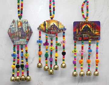 İstanbul Temalı Renkli Boncuklu Asmalı Rüzgar Çanı