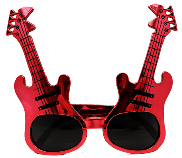 Kırmızı Renk Rockn Roll Gitar Şekilli Parti Gözlüğü 15x15 cm