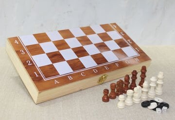 Ahşap Kutulu Satranç ve Tavla Seti