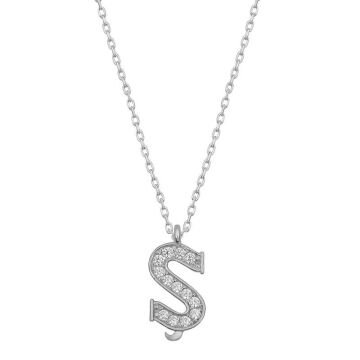 925 Ayar Gümüş Rodyum Kaplama Ş Harfi Kadın Gümüş Kolye