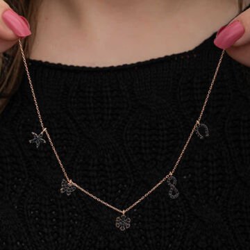 925 Ayar Gümüş Rose Şans Kadın Kolye