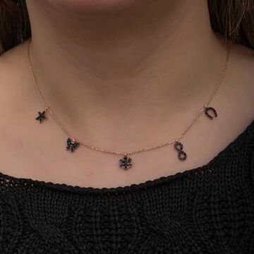 925 Ayar Gümüş Rose Şans Kadın Kolye