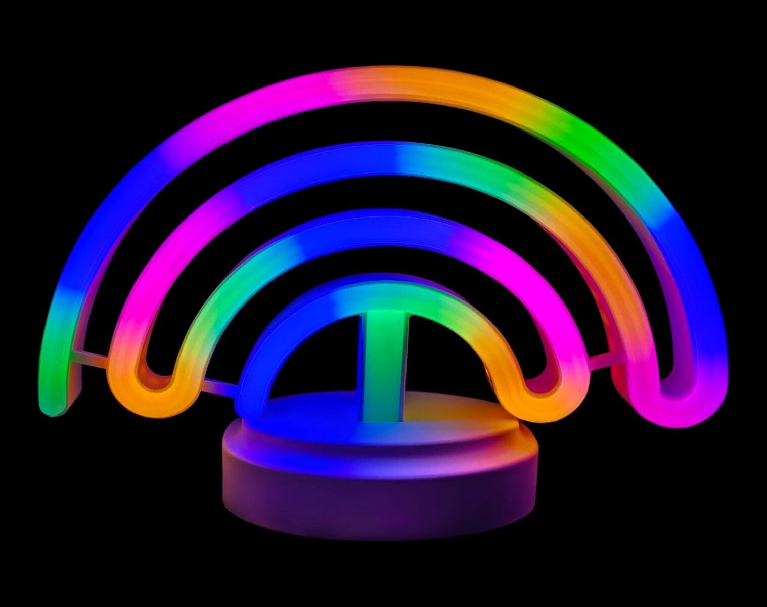 Neon Işıklı Gökkuşağı Masa Gece Lambası Pil+Usb